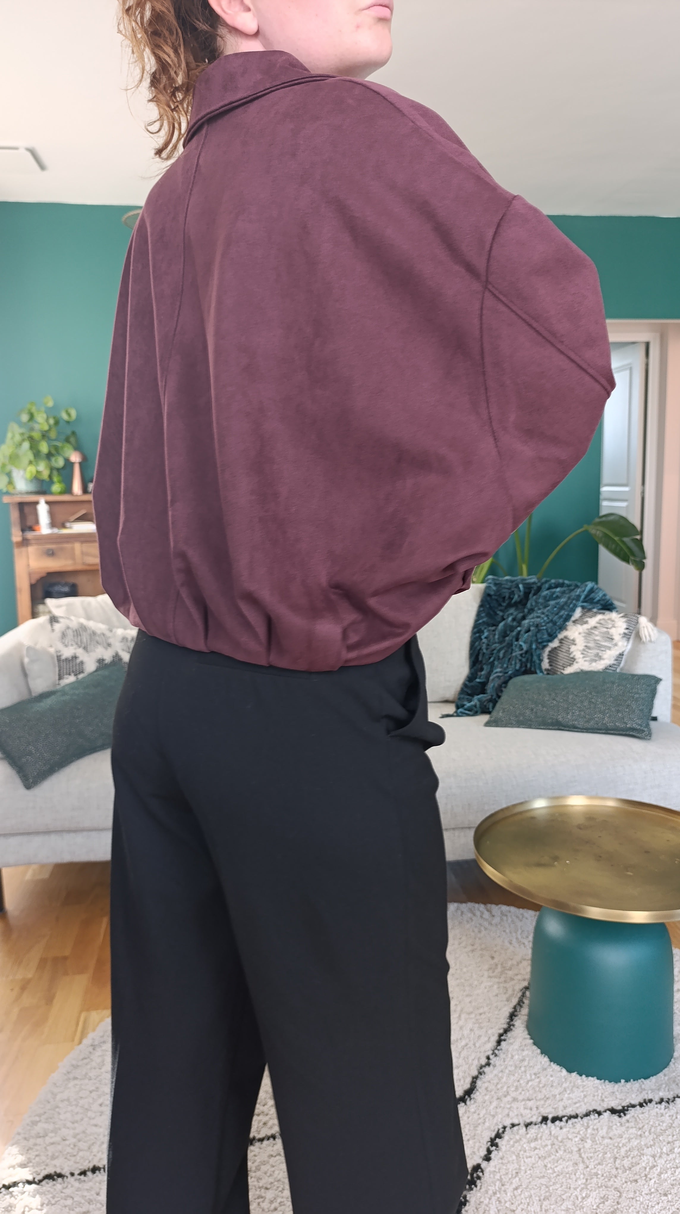 LOUISA - Veste suédine oversize zippée Bordeaux