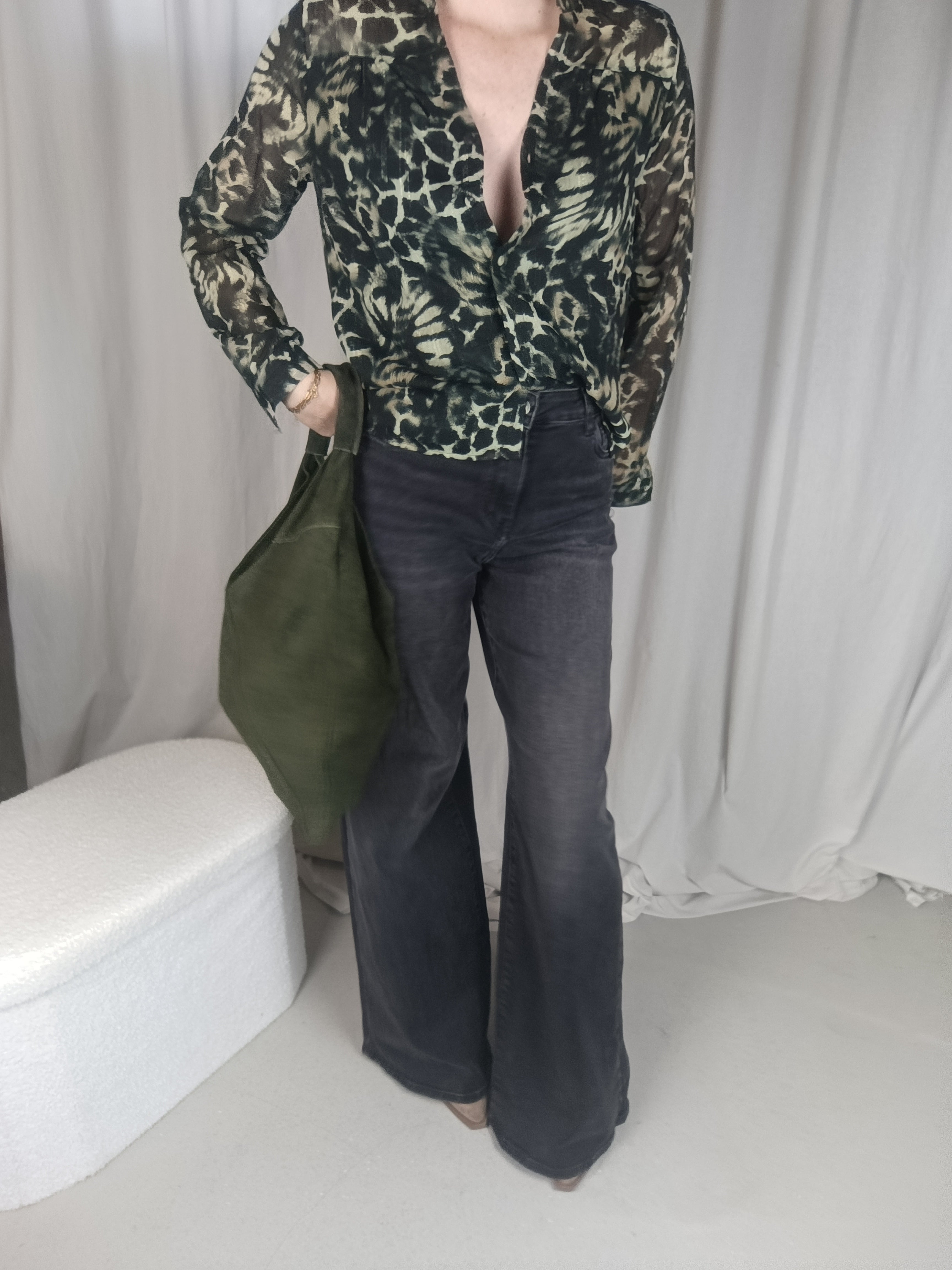 MARTA - Chemise imprimée léopard verte