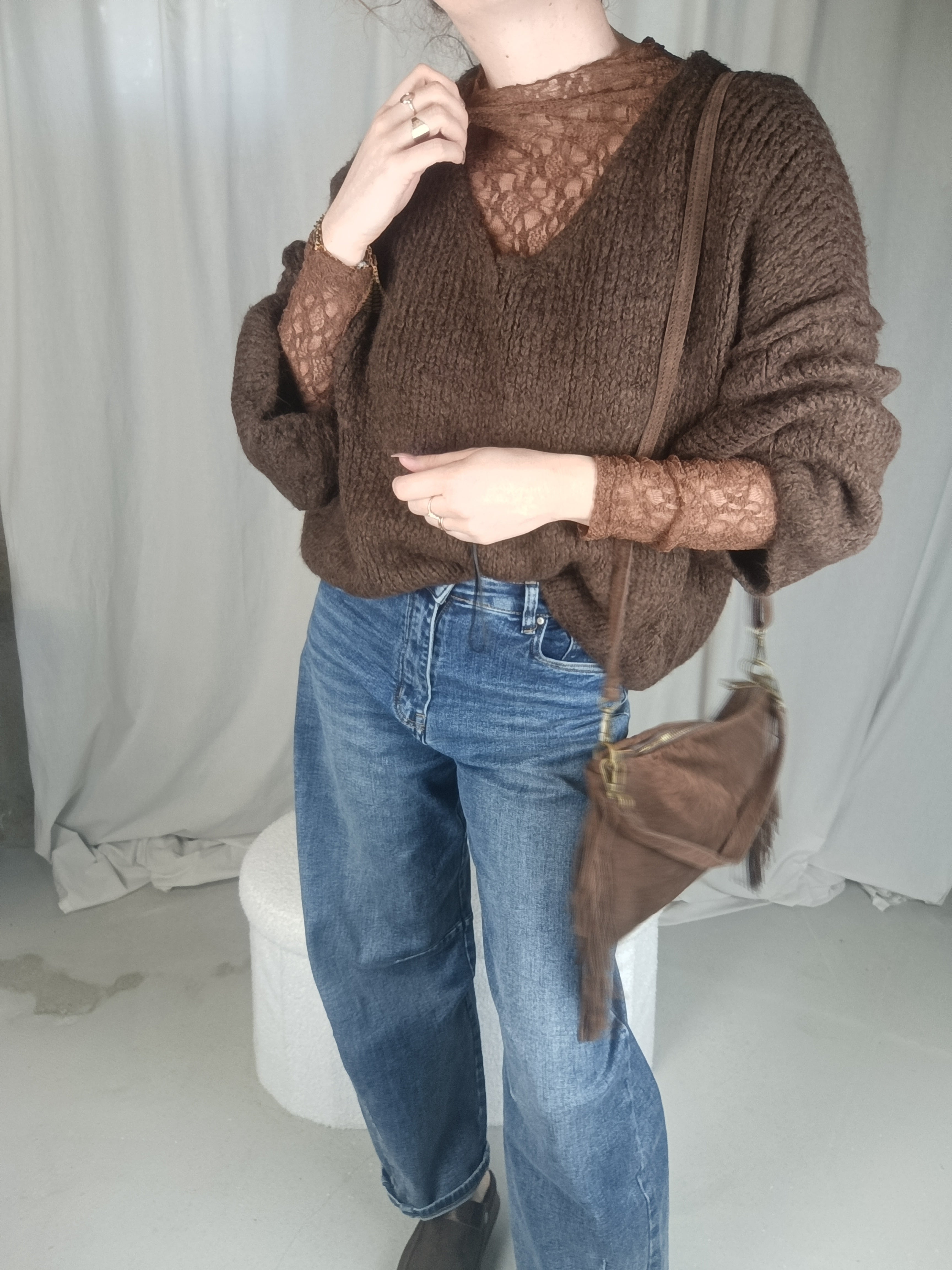 JIMMY choco - pull col V oversize