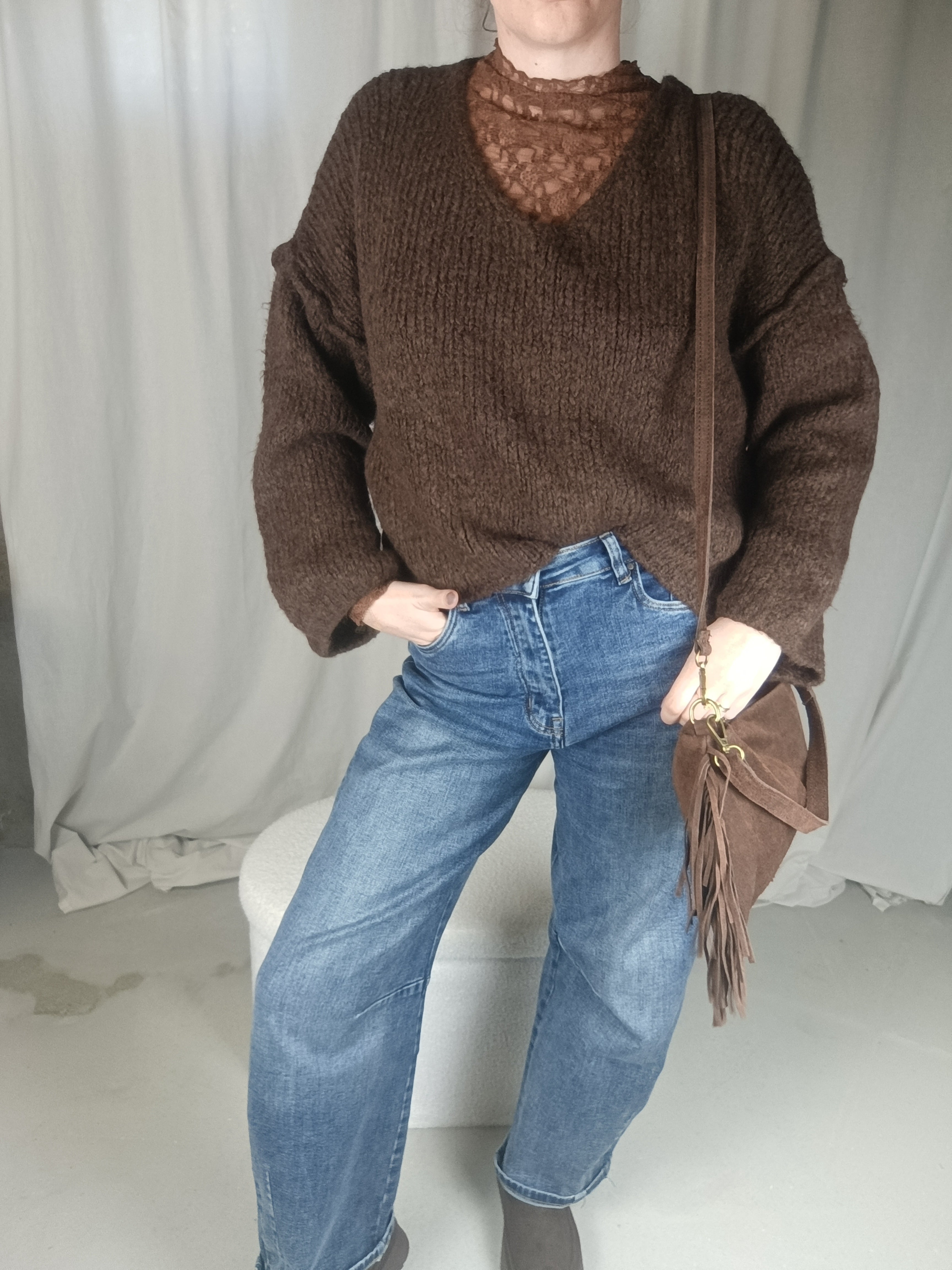 JIMMY choco - pull col V oversize