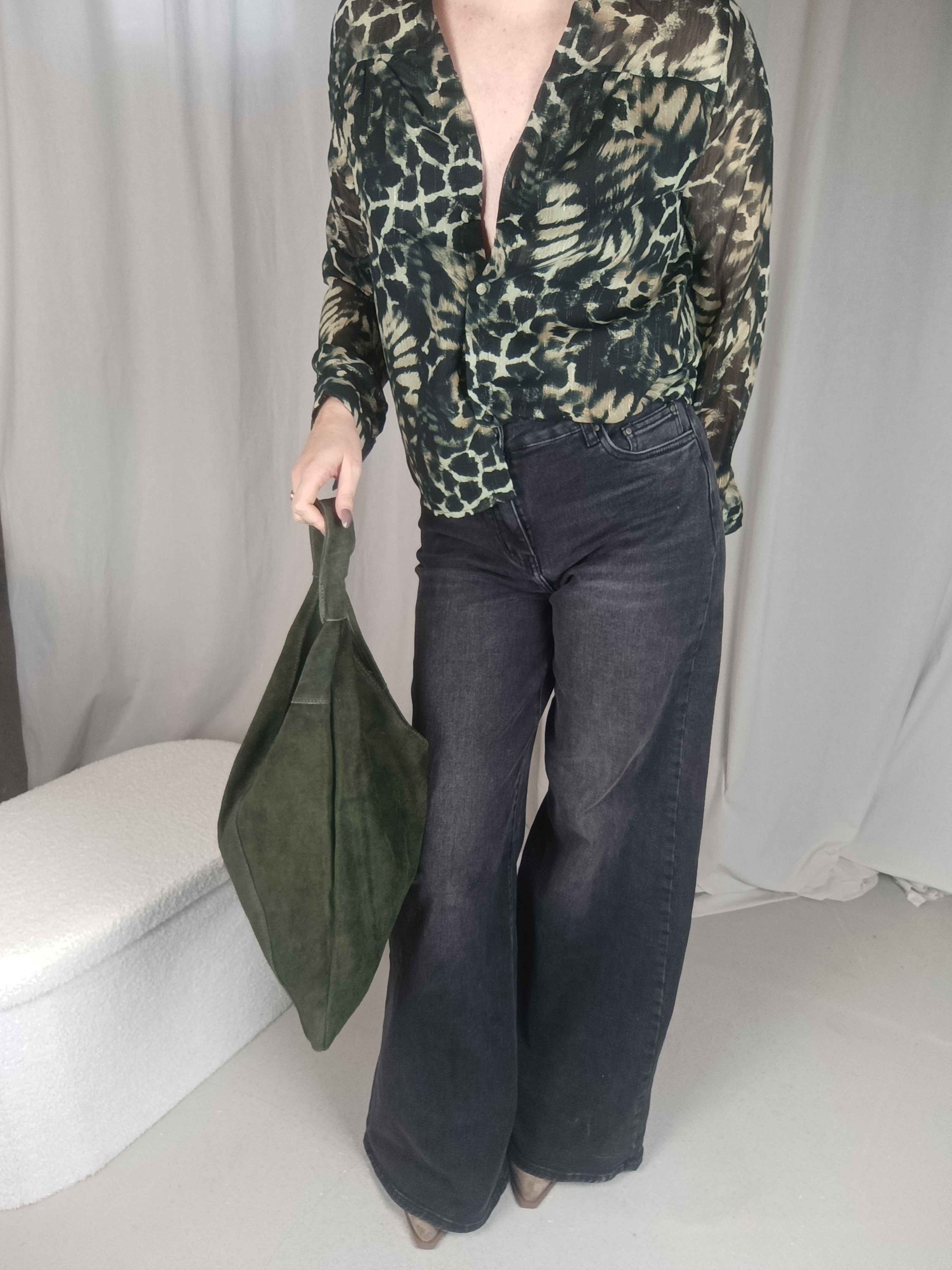 MARTA - Chemise imprimée léopard verte
