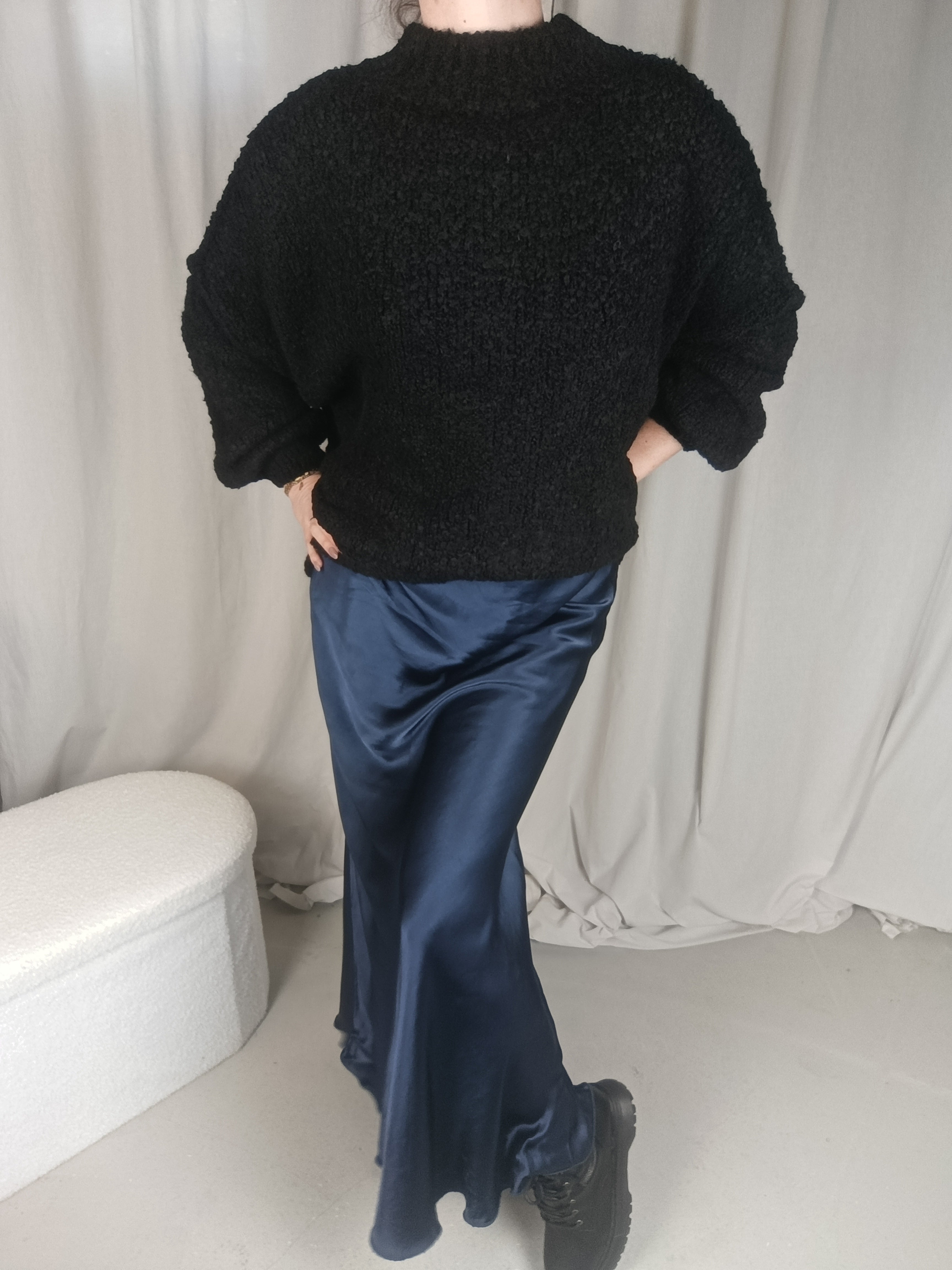 MALCOLM noir - Pull col montant oversize