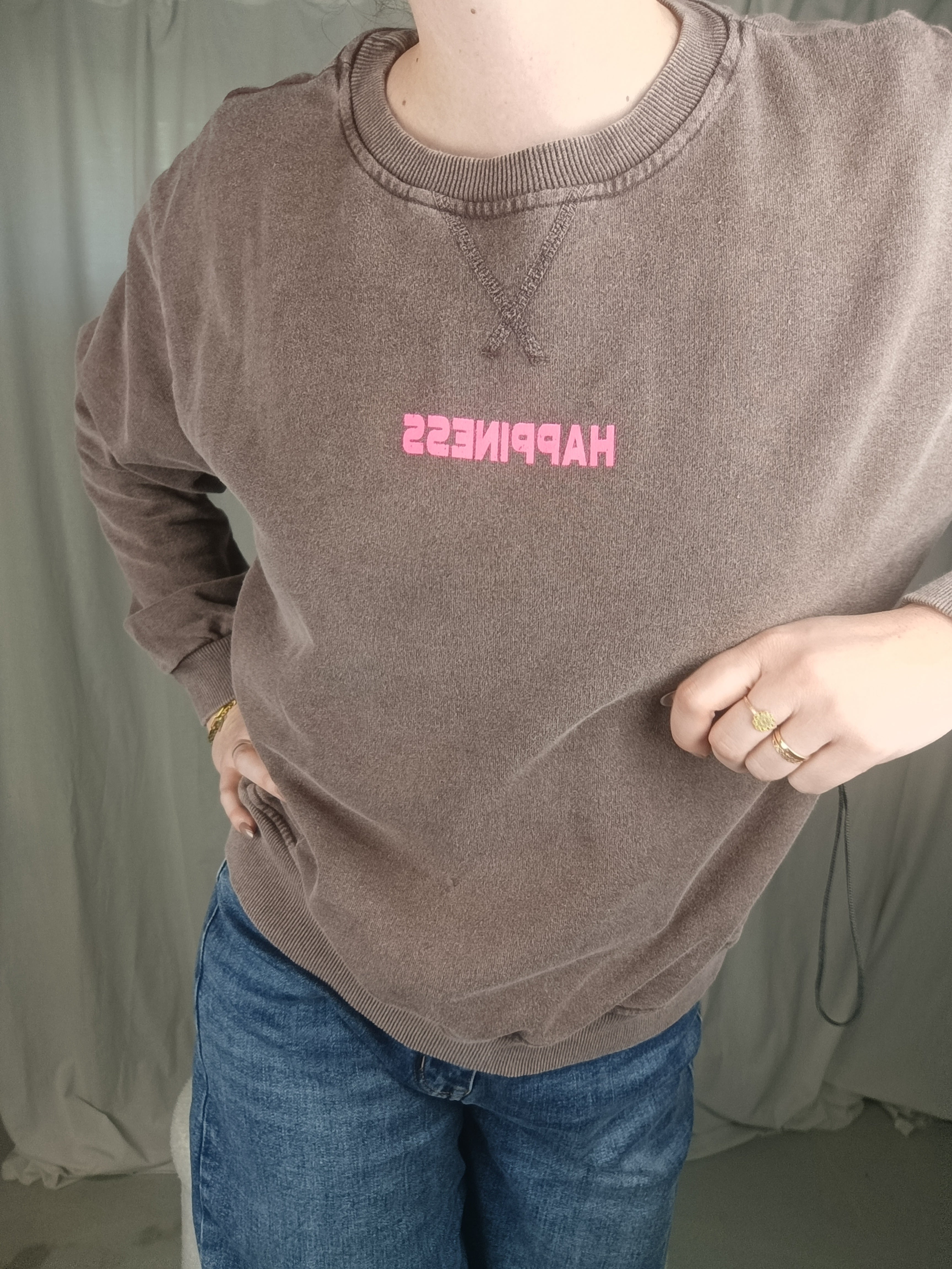 HARPER - Sweat choco délavé oversize
