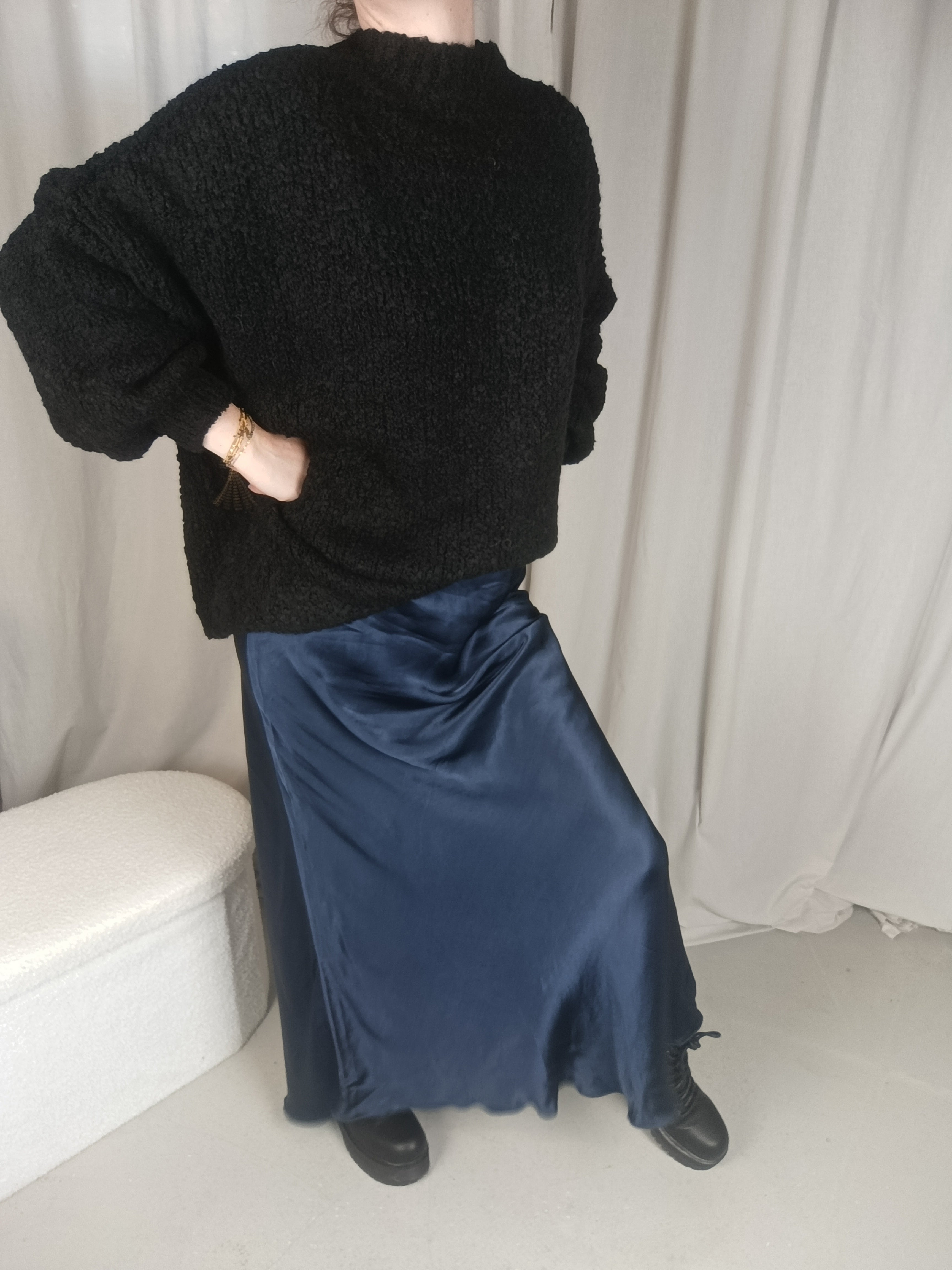 MALCOLM noir - Pull col montant oversize