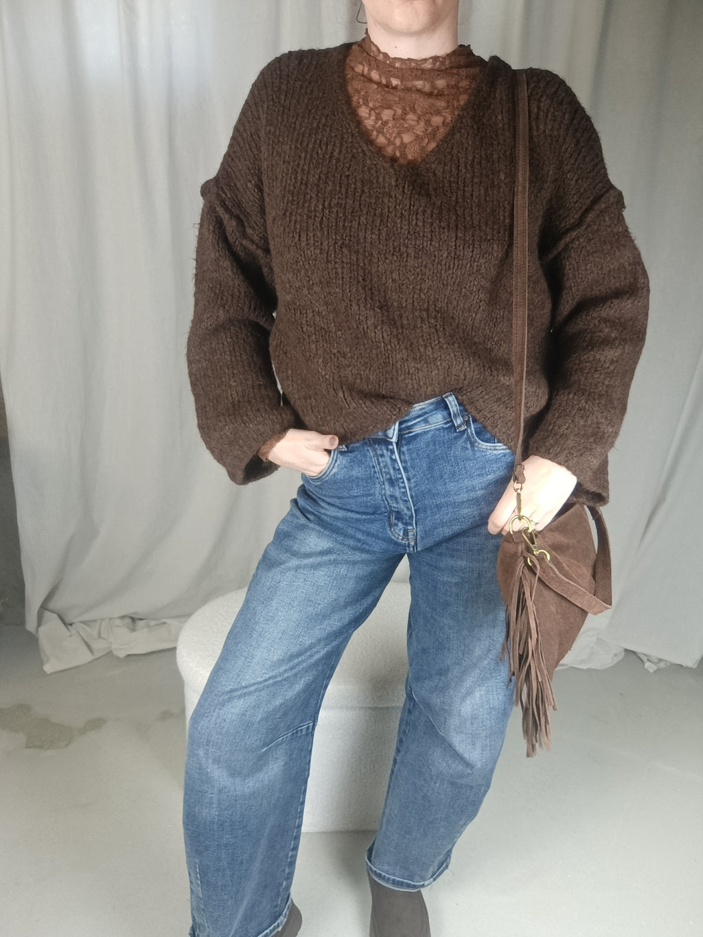 JIMMY choco - pull col V oversize