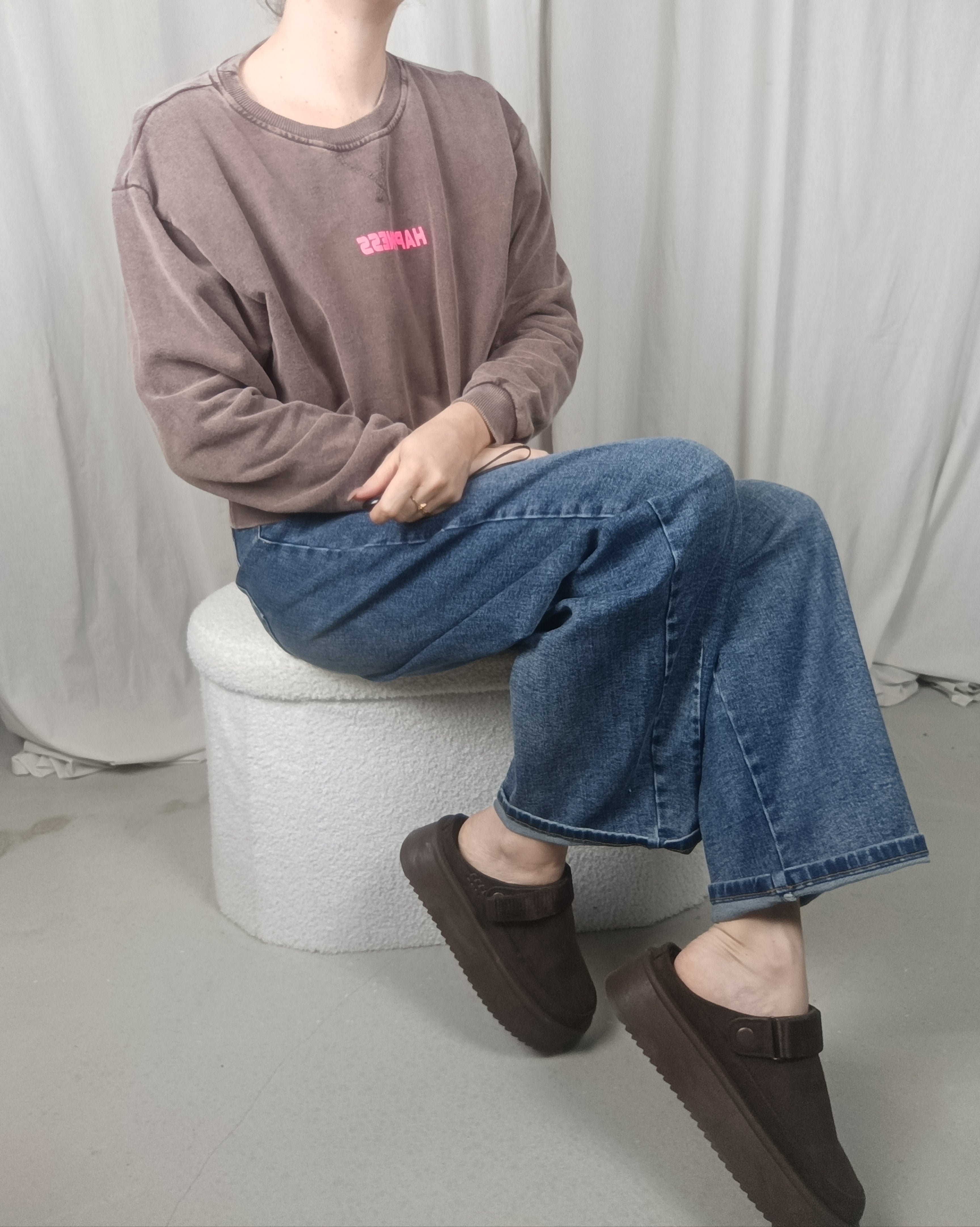 HARPER - Sweat choco délavé oversize